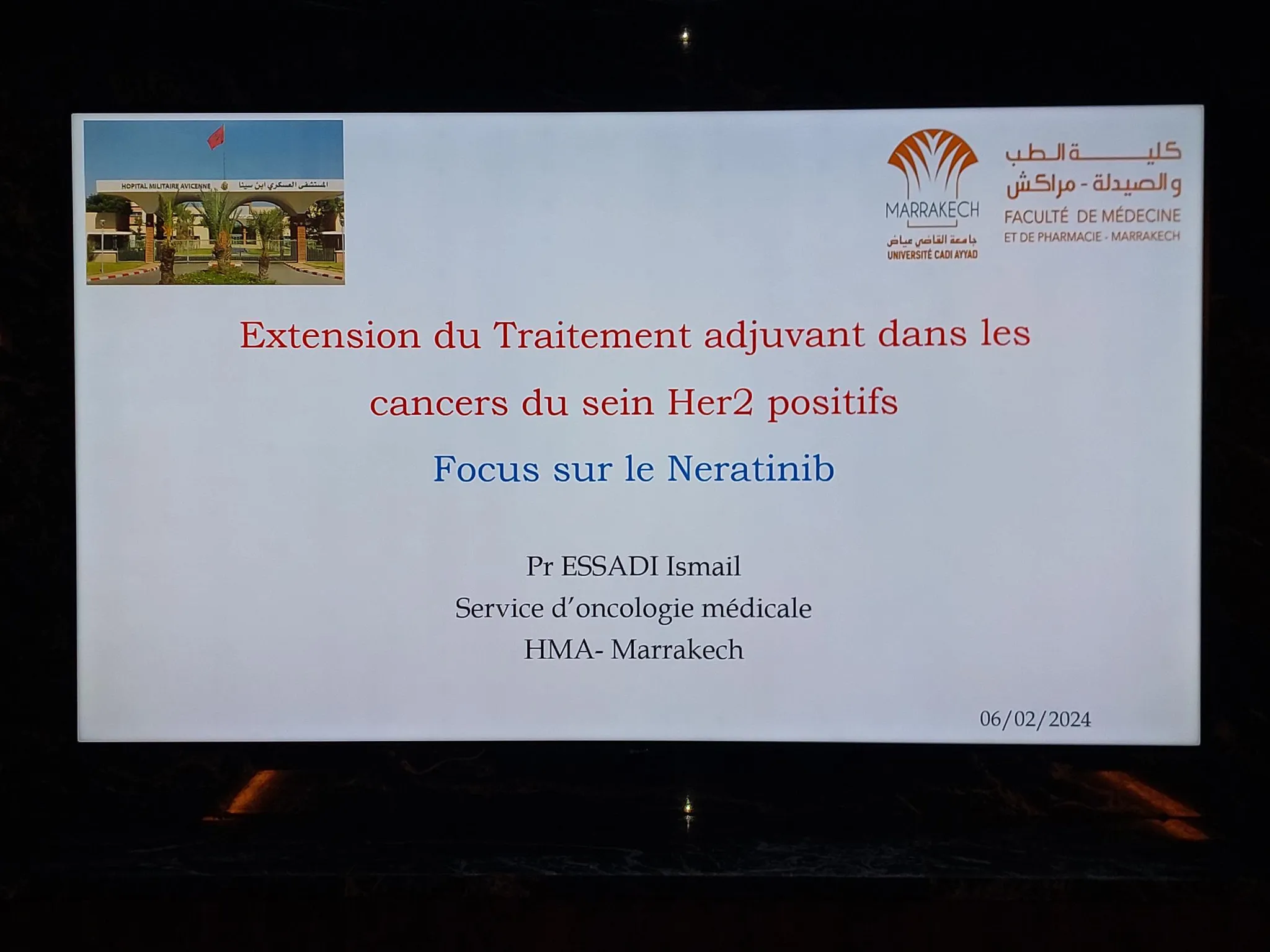 Table Ronde sur le Neratinib réunissant les services d’Oncologie Médicale du CHU et de l’Hôpital Militaire de Marrakech sponsorisée par les laboratoires Pierre Fabre